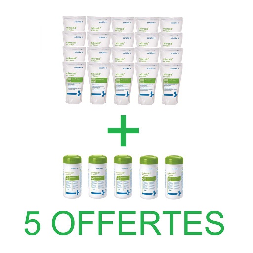 [70002062 + 109203 OFFRE 20 + 5] 1 Pack 20 Recharges + 5 Boites OFFERTES : Mikrozid AF wipes