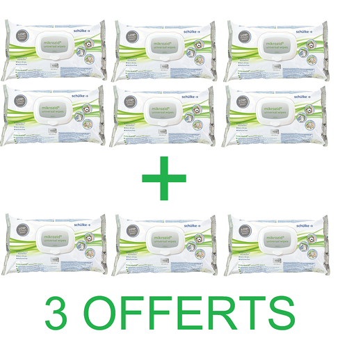 [70000038 OFFRE 6 + 3] 1 Pack 6 + 3 OFFERTES : Mikrozid Universal Wipes sachet 100 lingettes